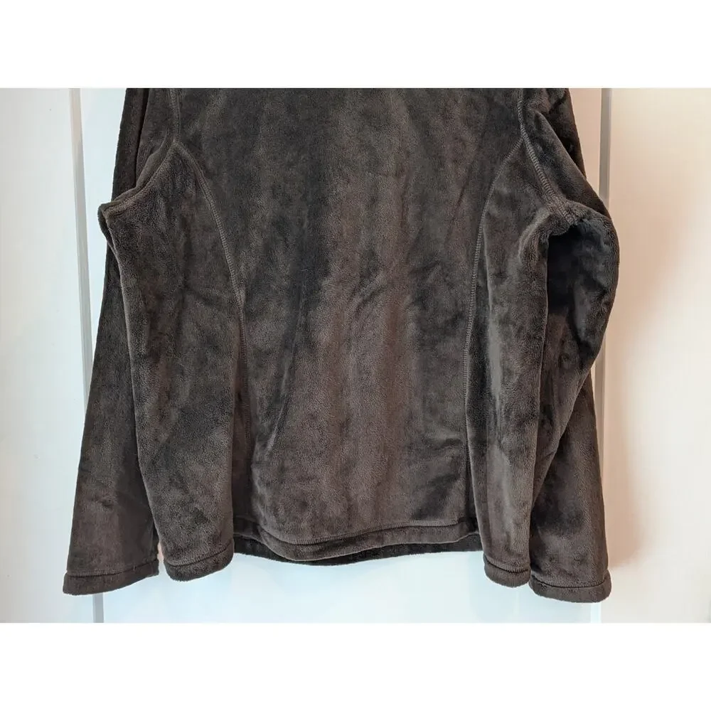 Lands End Girls Large 14-16 Brown Pullover 1/4 Zip Polar Fleece Jacket Casual